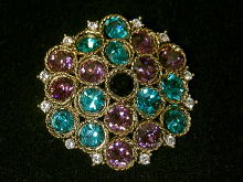 ブローチ,WEISS,ワイス,ラインストーン,アメリカ製,ゴールド